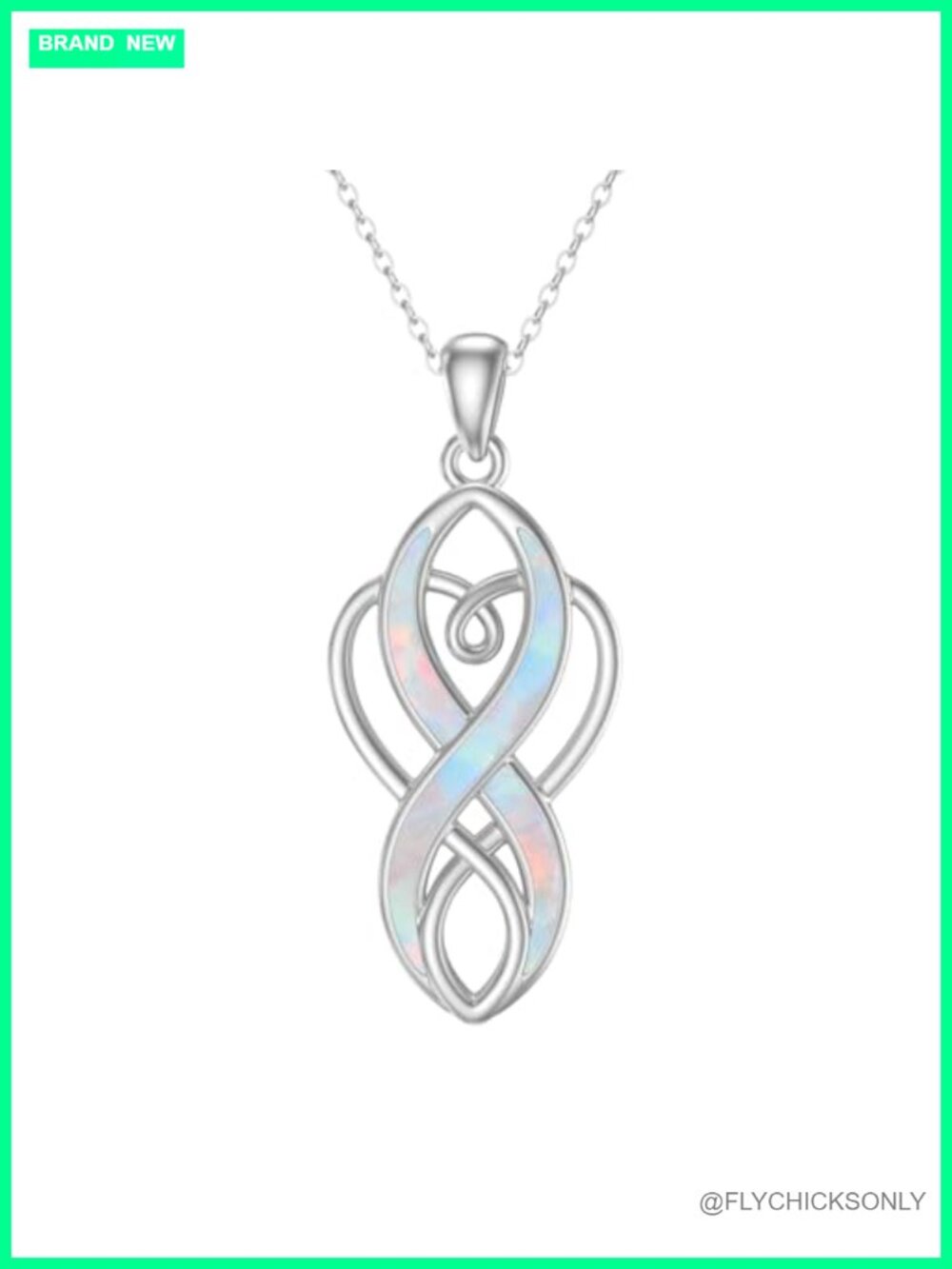 925 Sterling Silver Opal Celtic Knot Necklace
